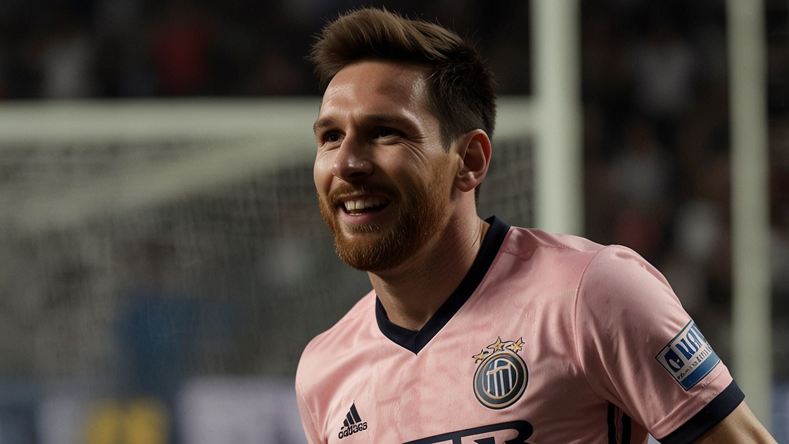 Lionel Messi celebrating after scoring the winning goal for Inter Miami against Los Angeles Galaxy in Major League Soccer match