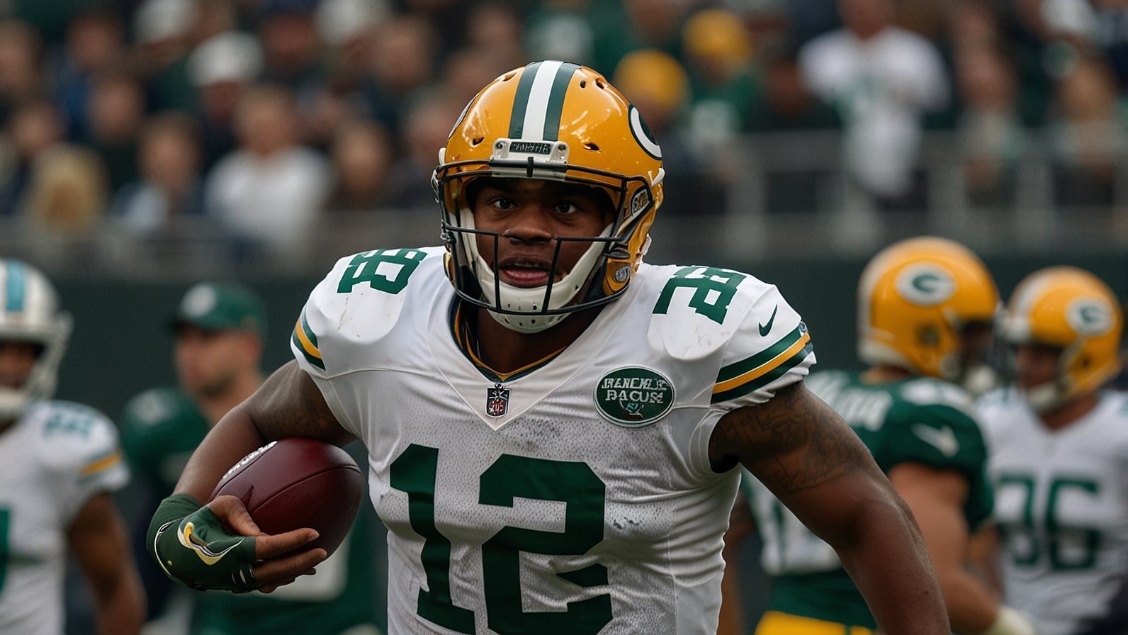 Micah Parsons, wearing a Green Bay Packers jersey, rushes the quarterback during a 2025 NFL game, showcasing his dynamic pass-rushing skills.
