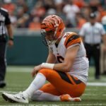 Joe Burrow, Cincinnati Bengals quarterback, limps off the field with a walking boot after a turf toe injury during the Week 2 game against the Jacksonville Jaguars in 2025.