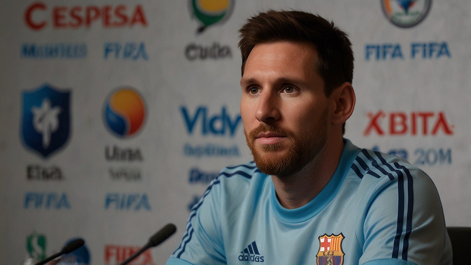 Lionel Messi speaks thoughtfully at a press conference in Miami, addressing questions about his potential participation in the 2026 FIFA World Cup.